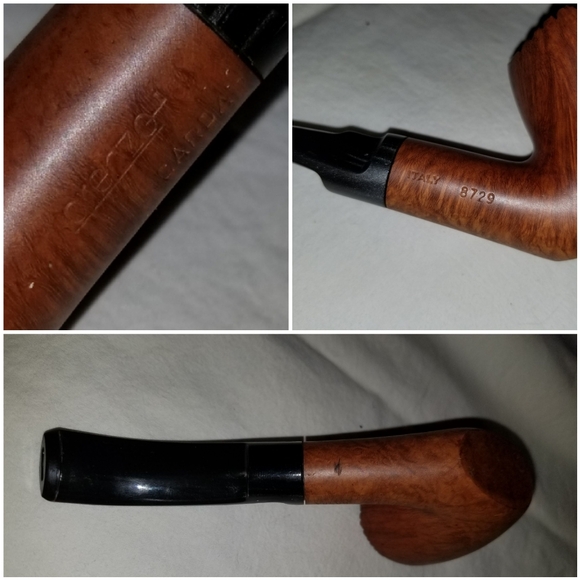 self standing LORENZO garda TOBACCO PIPE made in italy UNUSED & leather pouch - Picture 3 of 8